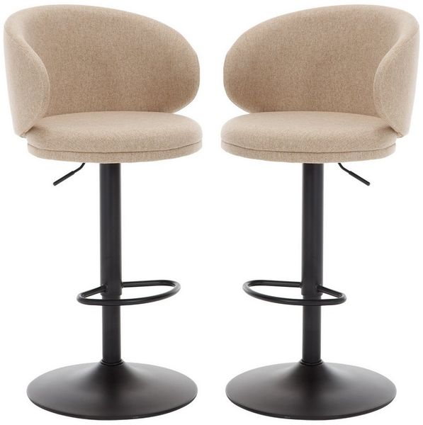 WAHSON OFFICE CHAIRS Barhocker Leinen Tresenhocker Drehbar Höhenverstellbar Barstuhl mit Lehne (2 St)
