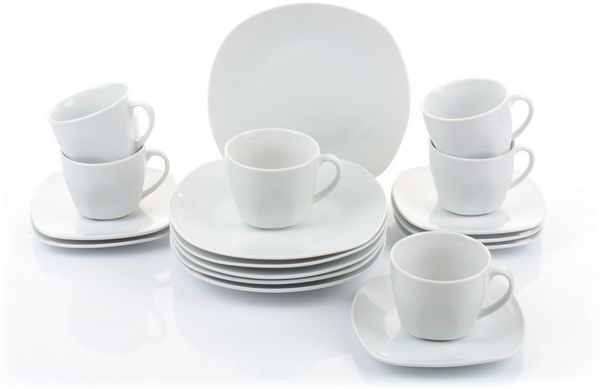 Retsch Arzberg Kaffeeservice Geschirr-Set, Service Fino (18-tlg), 6 Personen, Porzellan, 18 Teile, für 6 Personen