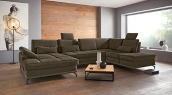 Places of Style 'Costello U-Form' Wohnlandschaft, 89 x 223 x 363 cm, Grün, Links, mit Schlaffunktion Bild 6