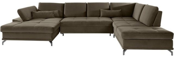 Places of Style 'Costello U-Form' Wohnlandschaft, 89 x 223 x 363 cm, Grün, Links, mit Schlaffunktion Bild 4