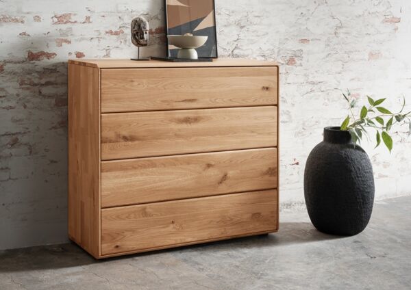 Kommode 100x91cm "Messina" Wildeiche massiv 4SK