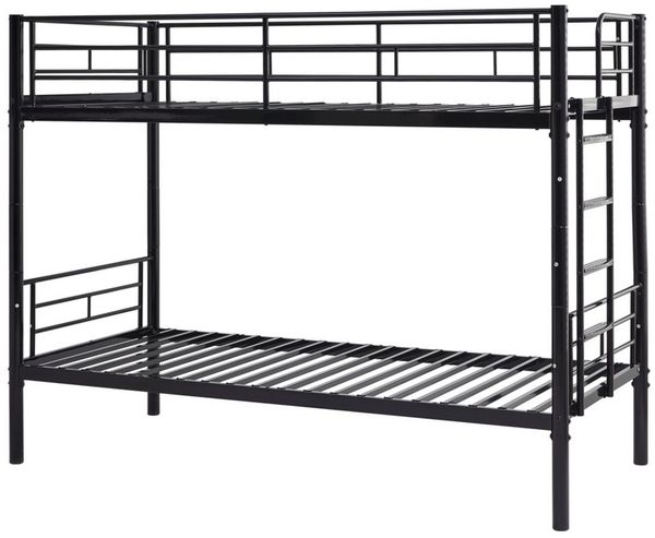 MC Star Etagenbett Kinder 90x200cm Bunk Bed Kids mit Sicherheitsgeländer Umbaubar (2 Einzelbetten Stockbett mit Lattenrost Anti Rutsch Treppe, Schwarz)