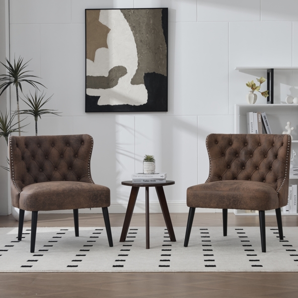 Polsterstuhl mit handgefertigter Nietenverzierung, luxuriösem Diamant-Knopf-Design und rutschfesten Füßen,Kaffee