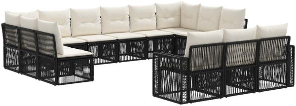 vidaXL Gartensofa-set 13 pcs Schwarz und Cremeweiß Poly-Rattan 3435274