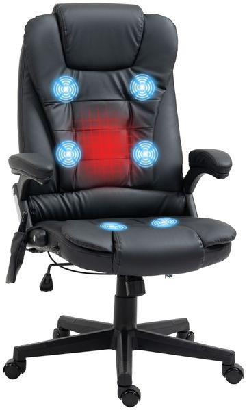 Drehstuhl 54 cm Sitzbreite, Sitzhöhe 44–54 cm, höhenverstellbar mit Massagefunktion, Kunstleder, schwarz,70x70x121 cm Bild 2