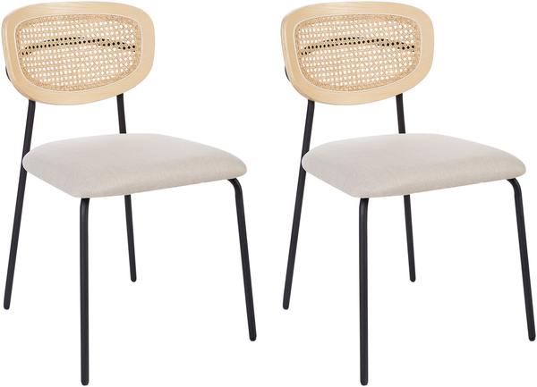 Esszimmerstuhl 2er Set MAYETTA Rattan Helles Beige