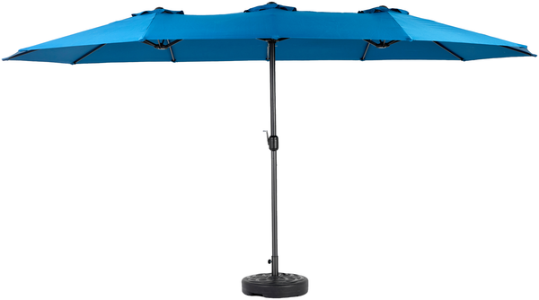 Flieks Sonnenschirm 453 x 267 cm, rechteckig, UPF50+, großer Outdoor Gartenschirm mit Kurbel, 12 Stahlrippen, Stahl, Blau, ohne Sockel