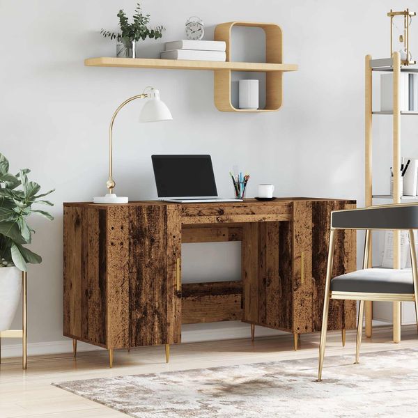 vidaXL Schreibtisch mit Regal Altholz 140 x 50 x 75 cm Holzwerkstoff 879525
