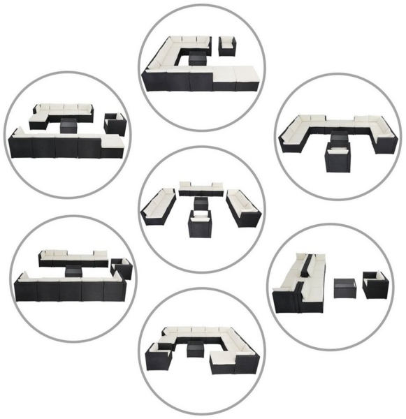 Casaria Gartenlounge-Set, (35-tlg), 7cm Auflagen 15cm Rückenkissen Sicherheitsglas Wetterfest Gartenmöbel Bild 3