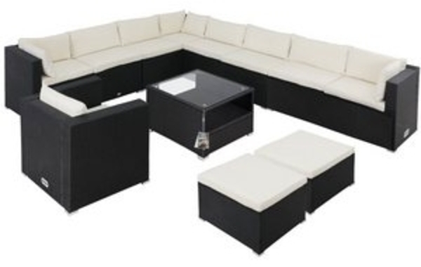 Casaria Gartenlounge-Set, (35-tlg), 7cm Auflagen 15cm Rückenkissen Sicherheitsglas Wetterfest Gartenmöbel Bild 6