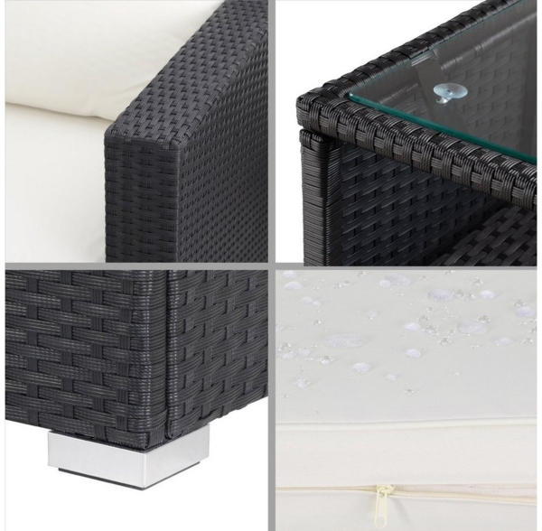 Casaria Gartenlounge-Set, (35-tlg), 7cm Auflagen 15cm Rückenkissen Sicherheitsglas Wetterfest Gartenmöbel Bild 2