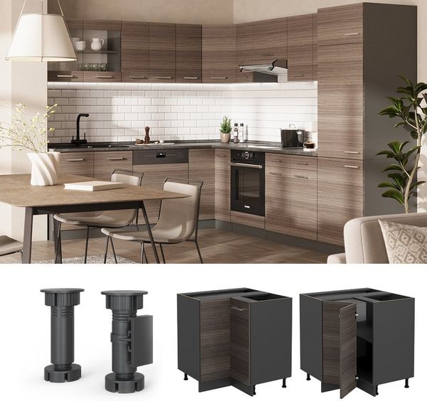 Eckunterschrank R-Line Edelgrau 75.6 cm ohne Arbeitsplatte Vicco Bild 2