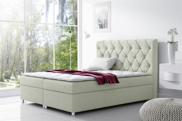 Boxspringbett Schlafzimmerbett DOLCE Polyesterstoff Beige 120x200cm