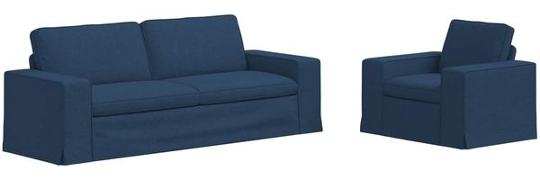 vidaXL Sofa Set 2 pcs Blau 222 x 80 x 82 cm Stoff 3407594 Bild 2
