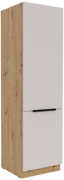 Küchen Hochschrank 60 cm SOLANO Kaschmir beige + Eiche Artisan matt Küchenzeile Küchenblock Küche