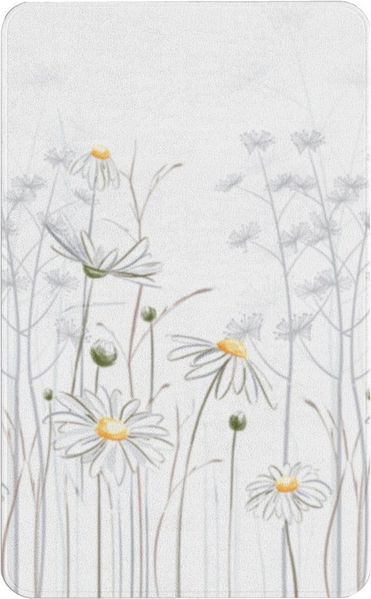 Ekershop Badematte Daisy Badteppich Badvorleger für Dusche WC Duschvorhang, rutschhemmend beschichtet, fußbodenheizungsgeeignet, schnell trocknend, Polyester, 50 cm x 60 cm, Gänseblümchen