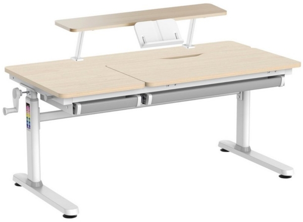 HOKO Kinderschreibtisch mit Schreibtischaufsatz mit Buchstütze (Manuell höhenverstellbar mit Verstellbarer Tischplatte und Butler mit Buch-Halterung, 1-St)