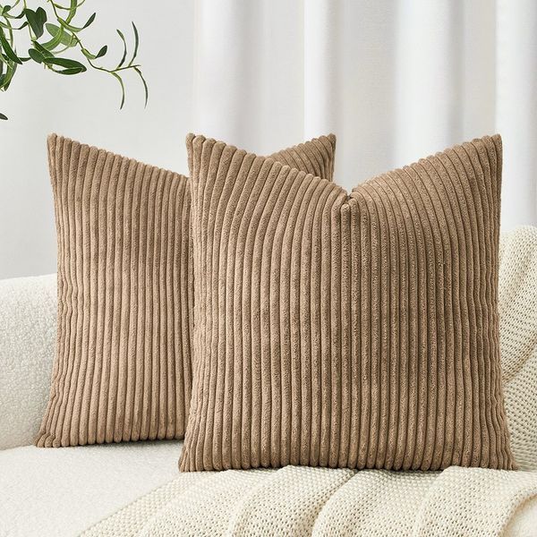 Topfinel Kissenbezug gestreiftes Muster,2er Set Kissenhülle Dekokissen Kissenbezug, Kordsamt 40x40 Sofakissen Couchkissen Zierkissenbezug Dekokissen