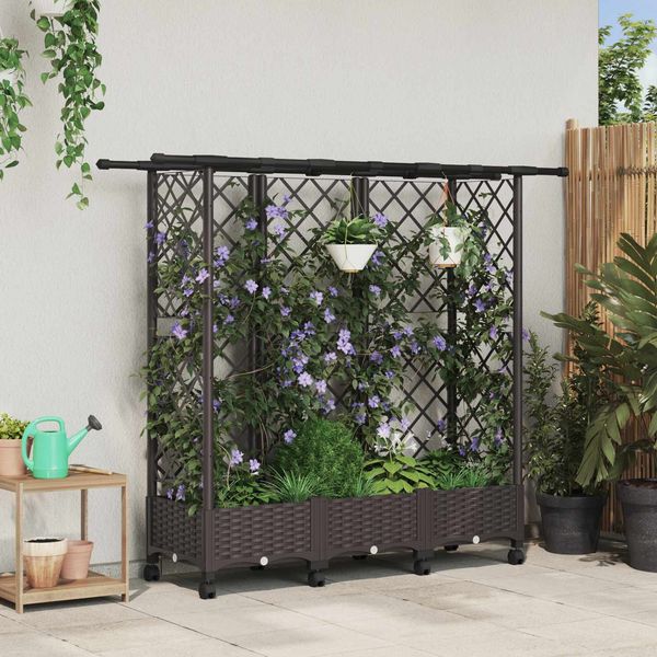 vidaXL Hochbeet mit Rankgitter und Dach Braun 164 x 40 x 127 cm PP 3423120
