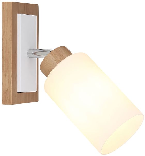 Wandleuchte, Holz, Braun, E27, beweglicher Spot, H 25 cm