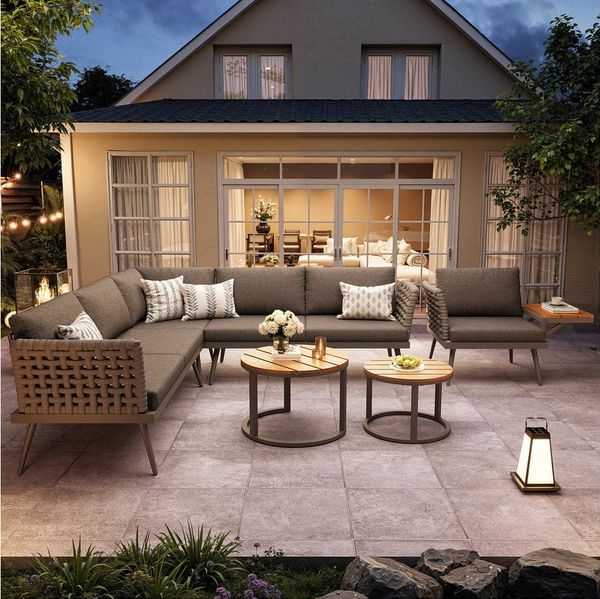 HAUSS SPOLE Gartenlounge-Set Modulare L Form, Gartenlounge Eckgarnitur Sitzgruppe mit Couchtisch