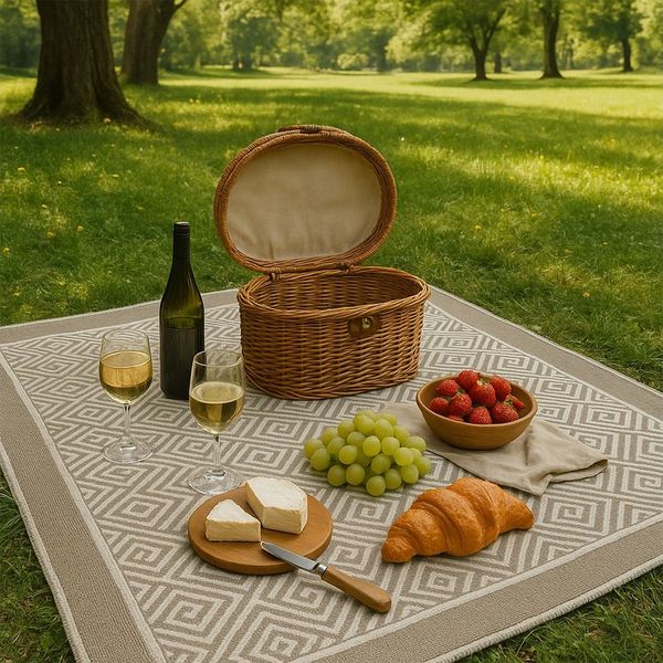 Jungengel Teppich Kilim Outdoor Teppich Sand Labyrinth