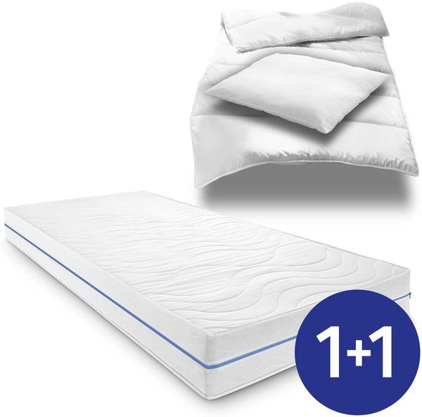 Ergonomische Matratze 90x200 cm 7-Zonen Supportho Premium, Höhe 18 cm, Härtegrad H2/H3 + CloudComfort Basic Mikrofaser Bettset 135x200 cm + 80x80 cm