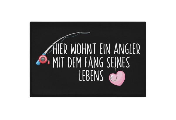 Trendation Fußmatte Fußmatte Angler Geschenk Angeln Lustiger Spruch Fussmatte 60x40 cm Hie