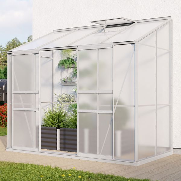 Vitavia Aktionsangebot (inkl. 60 Euro Zubehör): Anlehn-Gewächshaus "Styx 3300", aluminium eloxiert, 3,3 m²,4 mm HKP