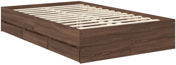 vidaXL Bettrahmen Braun Eichen-Optik 120 x 190 cm Ingenieurs Holz 3413442 Bild 6