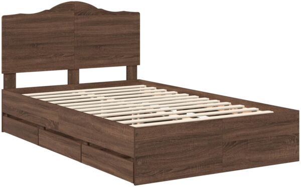 vidaXL Bettrahmen Braun Eichen-Optik 120 x 190 cm Ingenieurs Holz 3413442 Bild 4