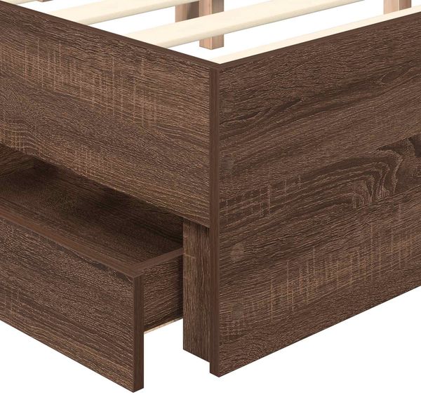 vidaXL Bettrahmen Braun Eichen-Optik 120 x 190 cm Ingenieurs Holz 3413442 Bild 11