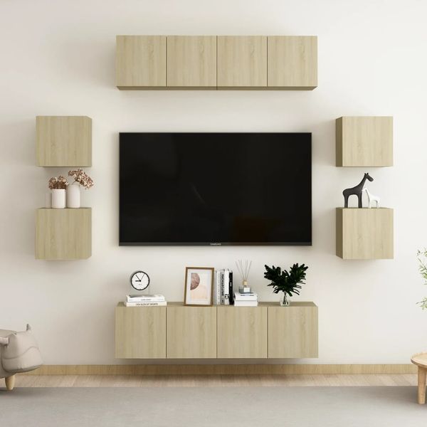 vidaXL 8-tlg. TV-Schrank-Set Sonoma-Eiche Spanplatte [3078961]