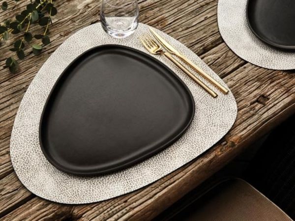LIND DNA Platzset HIPPO Tischset Curve L white-grey 37 x 44 cm, Table Mat Curve L Hippo White-Grey