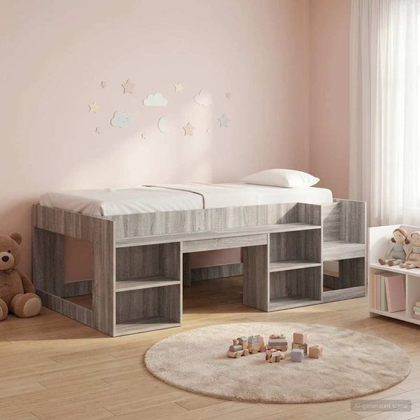 vidaXL Kinderbettgestell mit Stauraum Grau Sonoma 75 x 190 cm 3422640