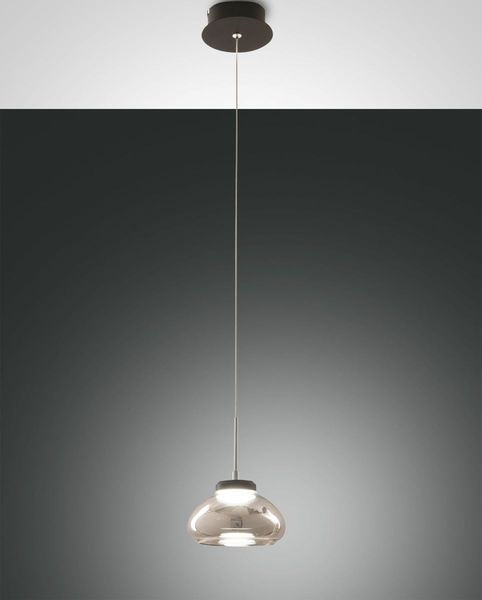 LED Hängeleuchte schwarz Rauchglas Fabas Luce Smartluce Arabella 14x200 cm 720lm dimmbar