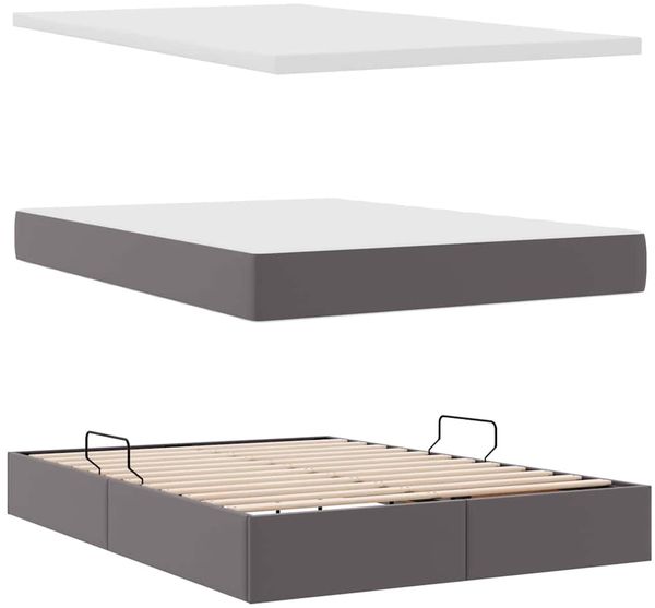 vidaXL Aufbewahrungsbett mit Matratze Grau 140 x 190 cm Kunstleder 3370395 Bild 8