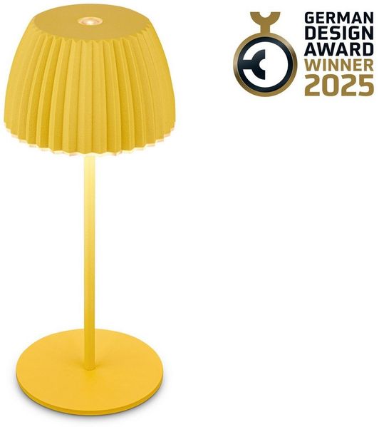 BRILONER - Riffle Mini LED Tischlampe kabellos IP44 mit Lichtkante, Touchdimmer, Akku tauschbar, Nachttischlampe, Leselampe, LED Lampe, Akku Lampe, German Design Award Winner 2025, 8,5x20 cm, Gelb
