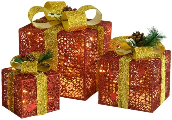 vidaXL Geschenkboxen Deko-Set 3 Stk. Rot Outdoor Indoor 329767