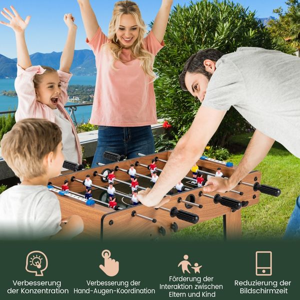 Tischkicker Platzsparender Fußballtisch mit Robustem Griff 33 x 36 x 109 cm Natur
