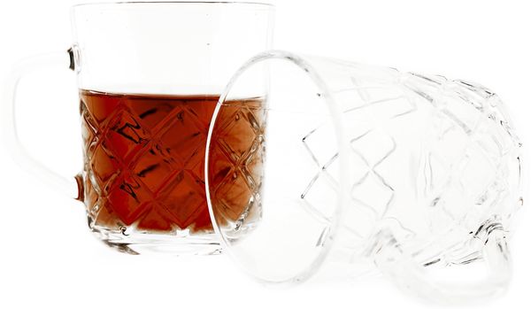 Almina Bade 6 Teiliger Gläser-Set mit Henkel für Tee, Kaffee Transparent mit Muster