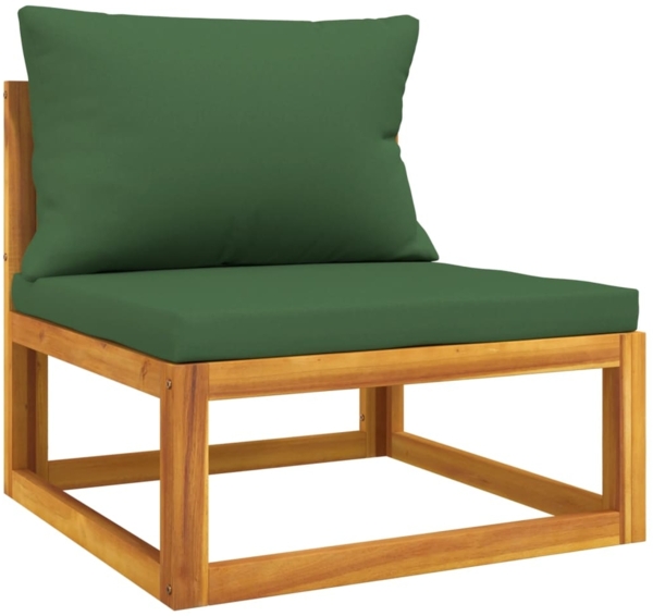 vidaXL Garten-Mittelsofa mit Grünen Kissen Massivholz Akazie 360021