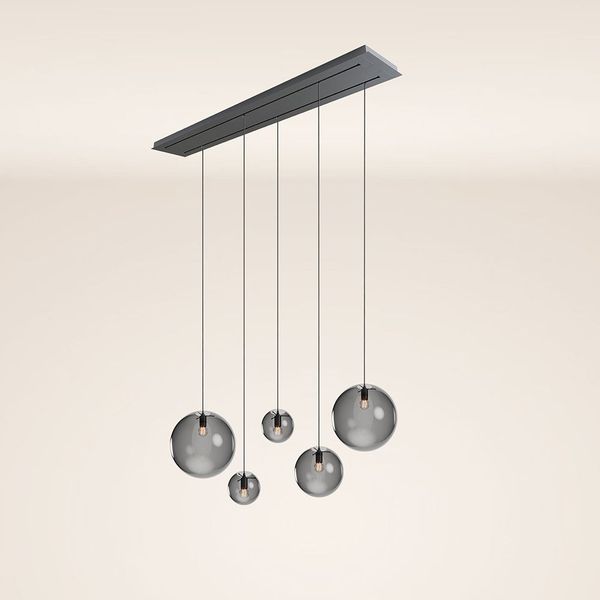 s.luce Orb 5-flammige Esstischlampe 2-reihig 160cm Rauch