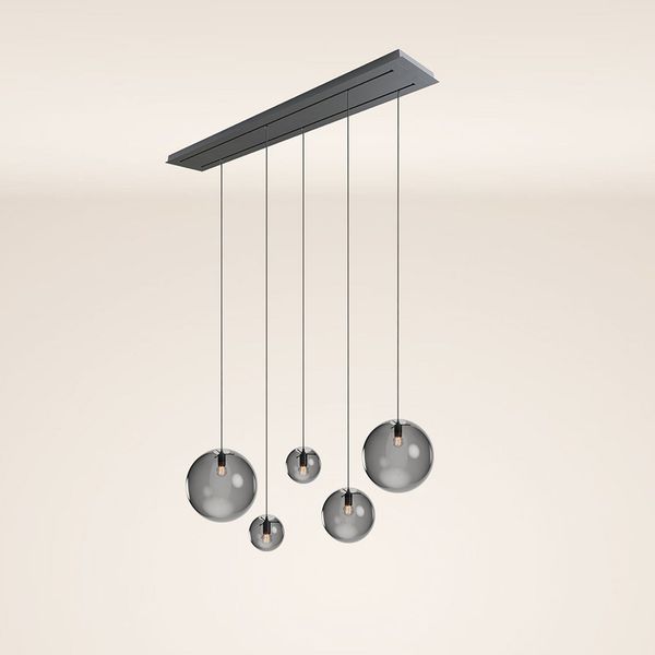 s.luce Orb 5-flammige Esstischlampe 2-reihig 160cm Rauch
