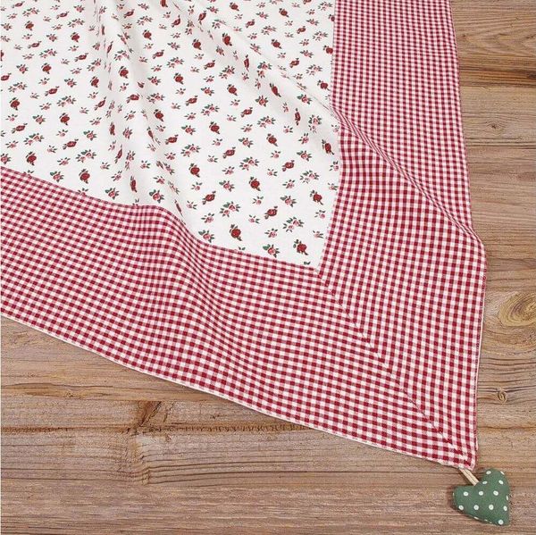 matches21 HOME & HOBBY Tischdecke Tischdecke VRONI Rosen kariert rot, 100 % Baumwolle, in 100x100 cm (1-tlg), Pflegeleicht waschbar bis 30° Grad