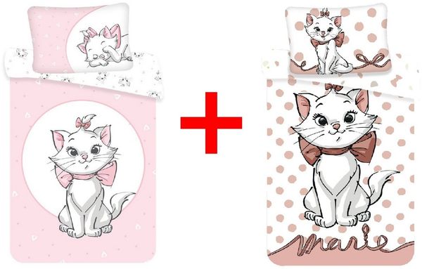 Disney Kinderbettwäsche Disney Marie Aristocats, 2 x Bettwäsche-Sets Katze Kätzchen Filmmotive, Renforcé, 2 teilig