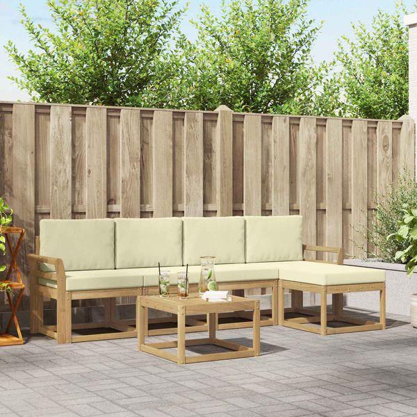 vidaXL Outdoor-Sofagarnitur mit Kissen 6 pcs Weiß und Creme 3387524