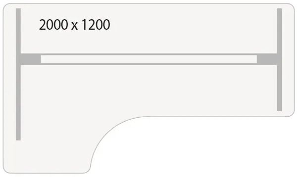 Höhenverstellbarer Tisch DNA Anthrazit 2000x1200 mm links 2-Fuß/Alu-grau