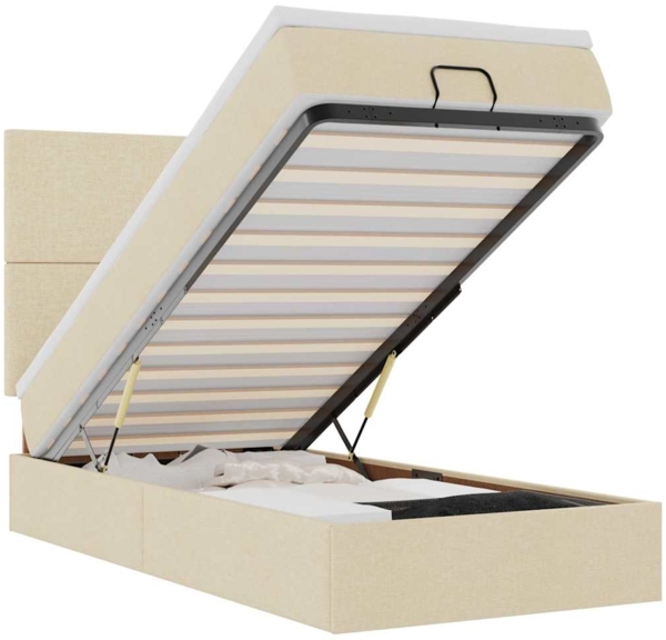 vidaXL Ottoman-Bett mit Matratze & LEDs Creme 100x200 cm Stoff 3313904