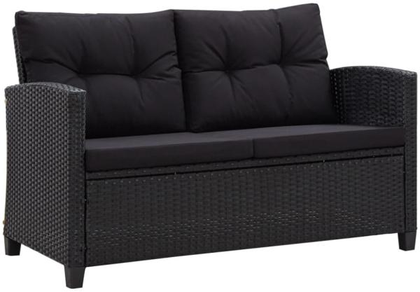 vidaXL 2-Sitzer-Gartensofa mit Kissen Schwarz 124 cm Poly Rattan 46155